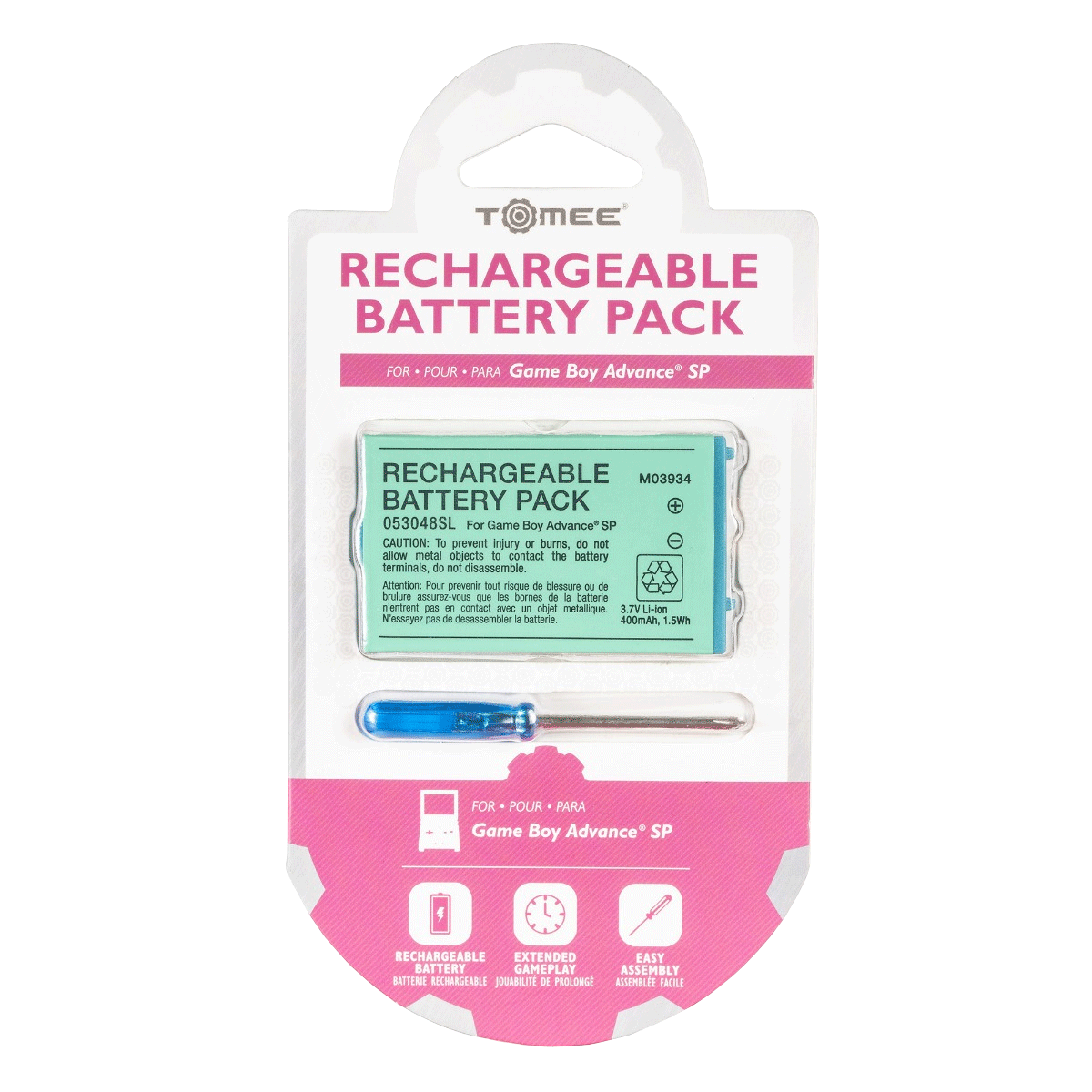 Rechargeable Battery Pack with Screwdriver for GBA SP