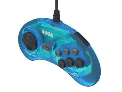 6-Button Wired Arcade Pad Controller for Sega Genesis® (Clear Blue) [Licensed]